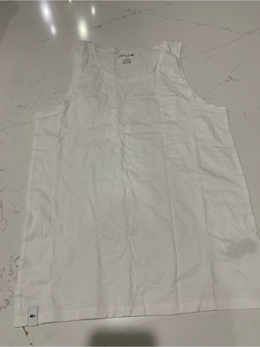 Lacoste Men's White Cotton Tank Top - Sleeveless Crewneck Size M